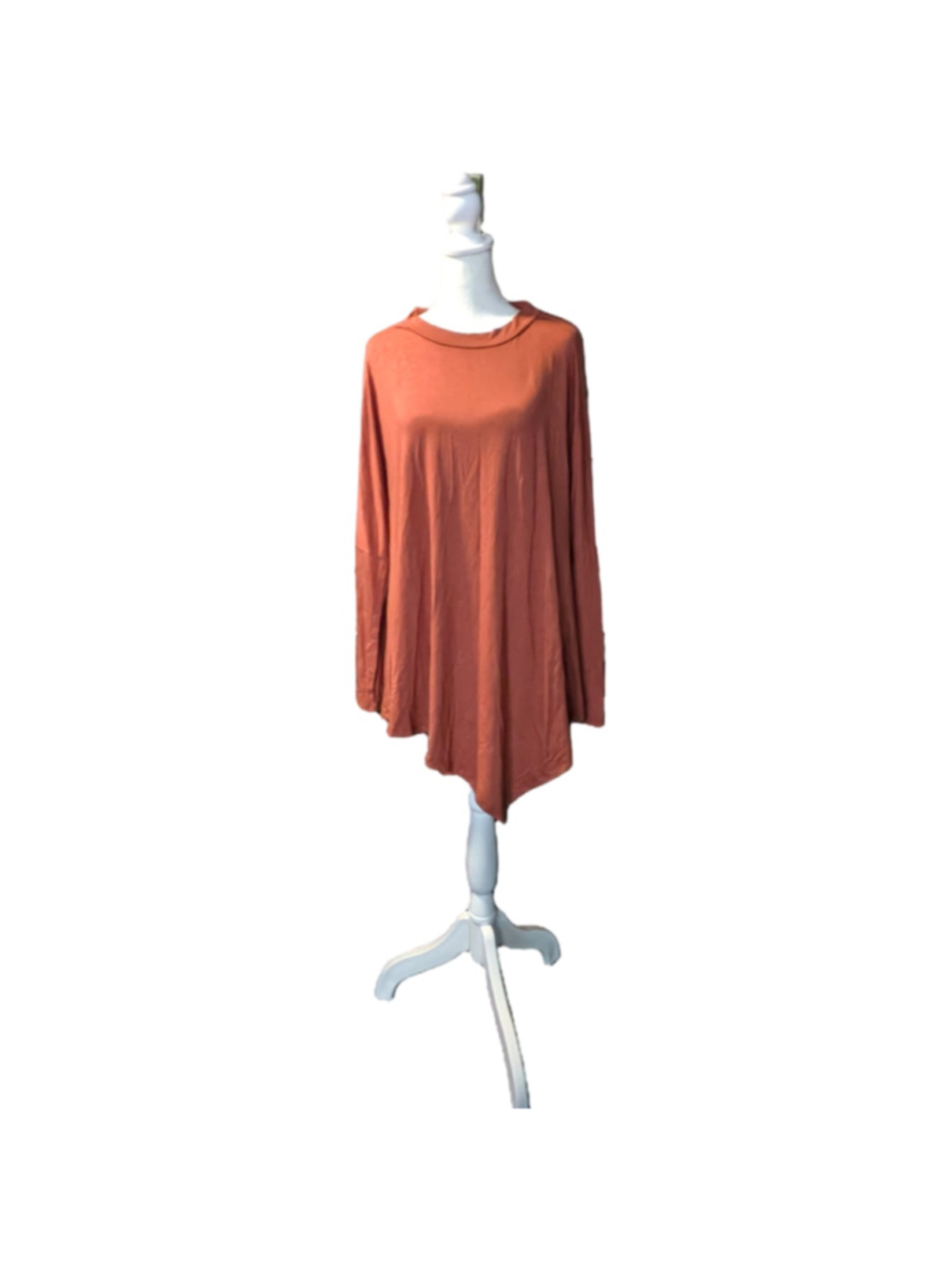 Azules Rust Terracotta Asymmetrical Handkerchief Hem Tunic Top